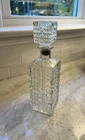 Vintage Glass Decanter with Cork Stopper Square 11.75 Fl Oz Federal Law Forbids