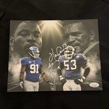 Justin Tuck Harry Carson Autographed New York Giants Signed 8X10 Photo JSA COA