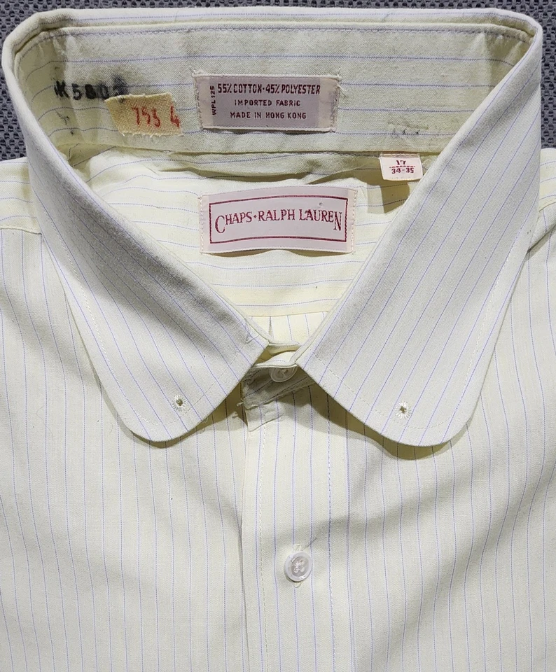 Camisa De Colección Chap Ralph Lauren Nueva De Colección Para Hombres 17-35 Amarillo Rayas Cuello Club Foto 2 de 4