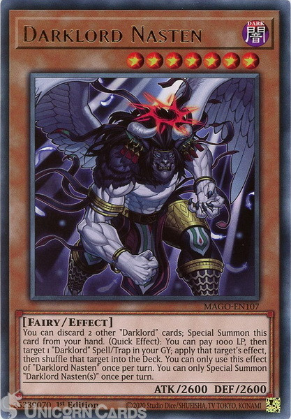 MAGO-EN107 Darklord Nasten Rare 1st Edition Mint YuGiOh Card