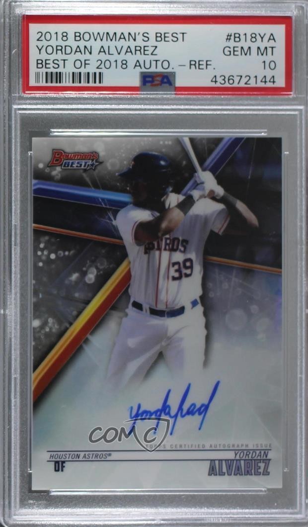2018 Bowman BOWMAN'S BEST BEST OF 2018 AUTOGRAPHS BEST OF 2018 AU-REFRACTOR #B18YA Yordan Alvarez front