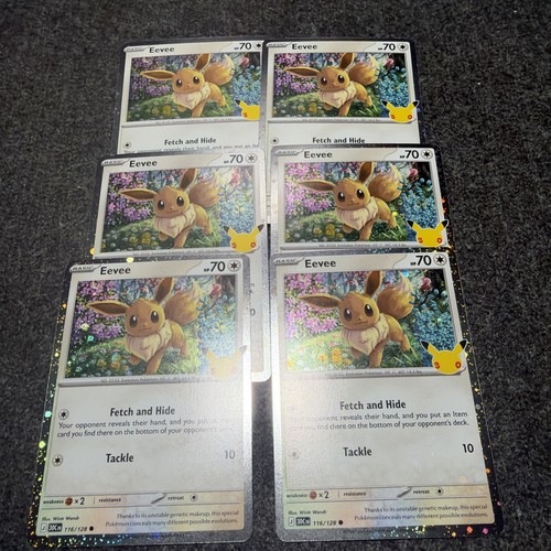 x6 Pokemon Eevee 116/128 30th Celebrations Cosmos Holo