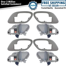 Gray Interior Inside Door Handle w/ Bezel LH & RH 8 Piece Kit for Chevy Truck