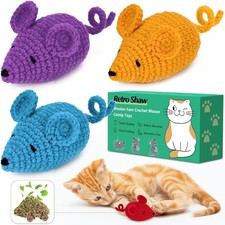 Retro Shaw Catnip Toys Crochet Mice Cat Toys,3 Pcs Yarn Nip 3pack-new
