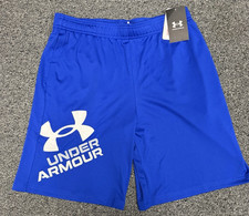 Under Armour Boy's UA Prototype 2.0 Logo Shorts Size Youth Large Blue Shorts NEW