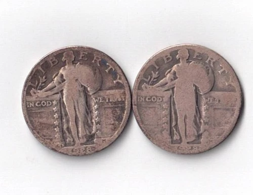 1928 P and 1928 S standing liberty quarters - Very Good