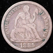 1885 SEATED LIBERTY DIME