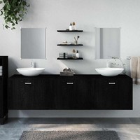 6-Tlg. BadmöBel-Set Schwarz Holzwerkstoff