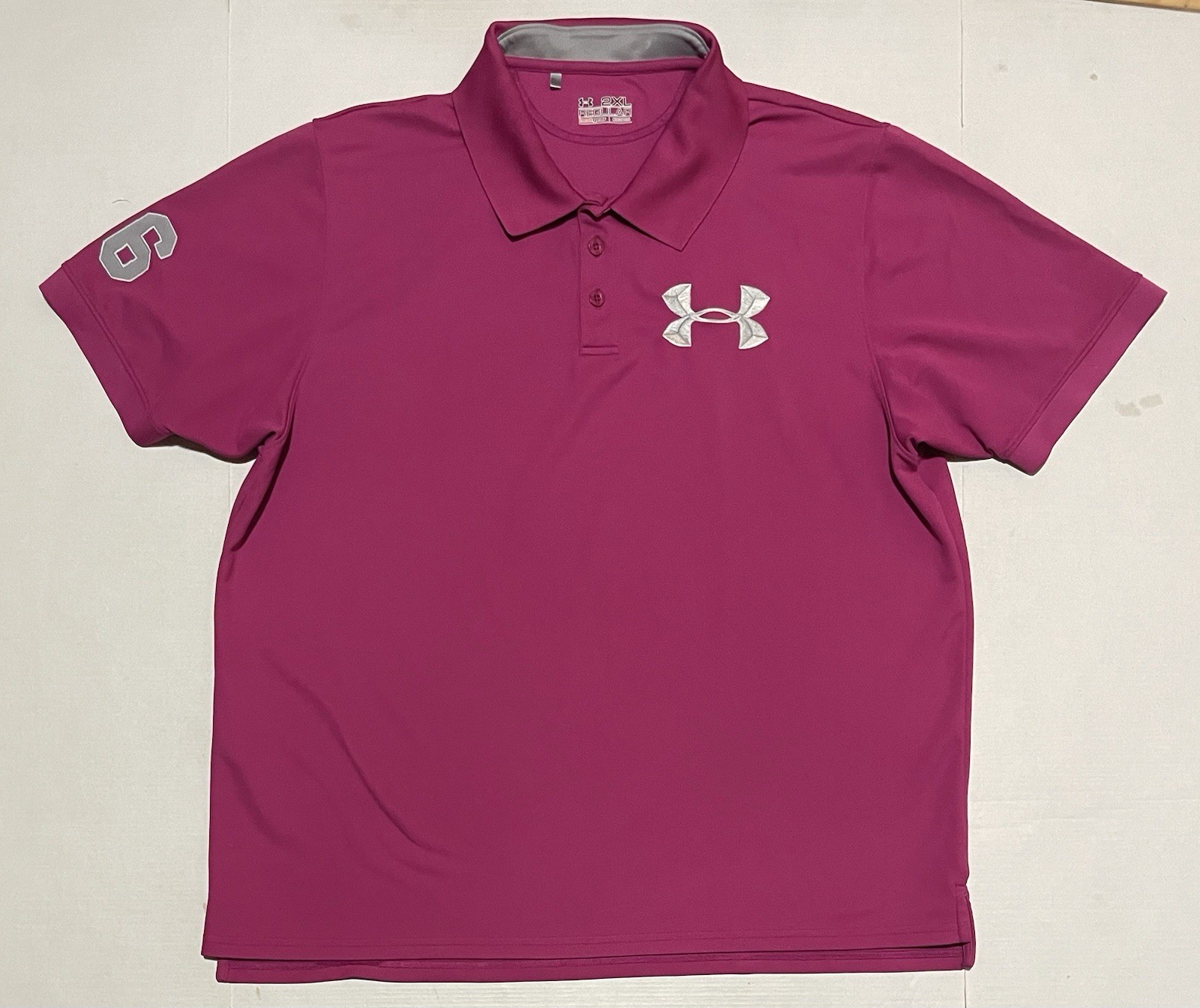 Under Armour 96 Heat Gear Big Logo Polo Shirt Regular fuchsia 2XL Golf Casual