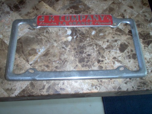VTG Original J K COMPANY LAGRANGE ILL Metal License Plate Frame Tag Holder Cover