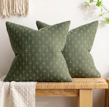 MIULEE Pack of 2 Decorative Vintage Burlap Linen  16x16”