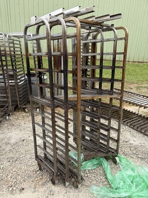 Lot of 3 Bakery Racks  Z  Style Stainless Side Load Oven Carts Nesting 10-Slot