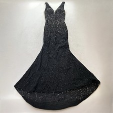 Women’s Glam Black Lace Rhinestones Formal Evening Dress Size 4
