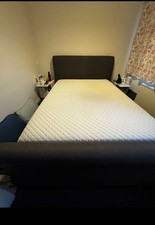 Dreams Upholstered Sleigh Bed with Headboard and Storage Drawer Dark Grey Fabric