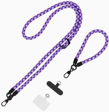 2pcs Heavy Duty Lanyard - Polyester Cell Phone Lanyards - 0.4 in, Purple Cyan