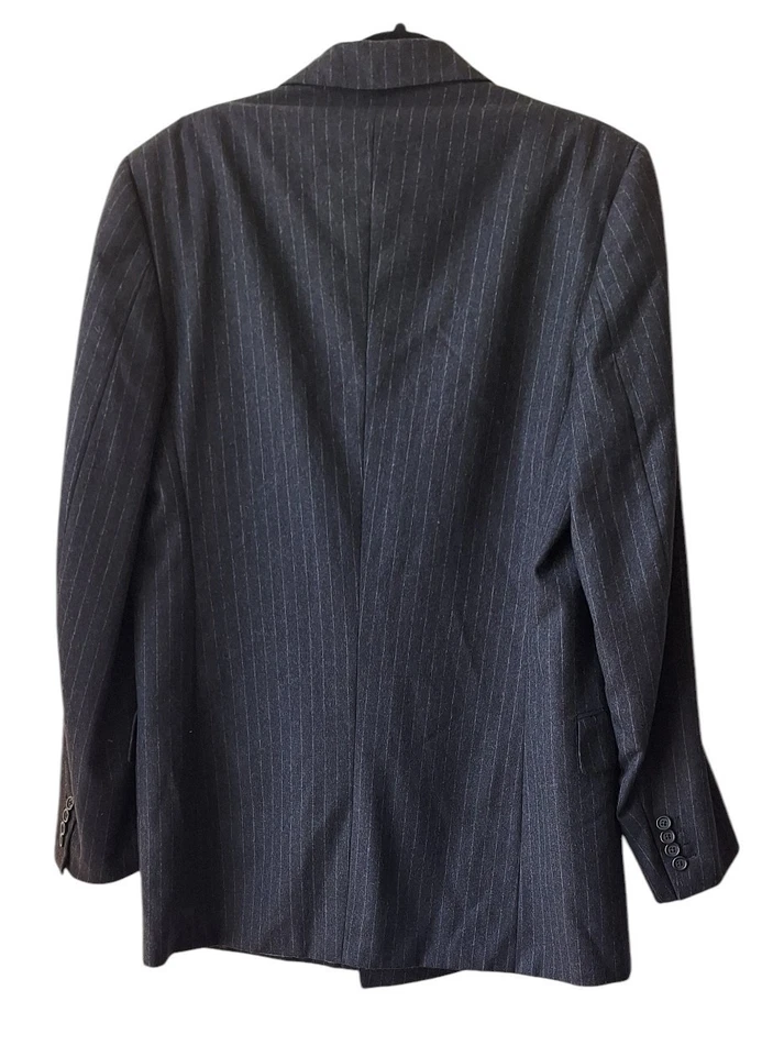 D'AVENZA Double Breasted Men's Suit in Charcoal Gray Stripe Wool sz 44 Italy - Image 4 of 4