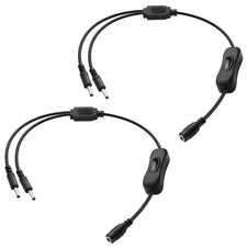 3.5mm x 1.35mm DC Power Cable DC 1 Female to 2 Male Extension Cable with On/O...