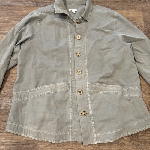 J Jill Women's Button Front Utility Pocket Jacket 100% Cotton Sage Green Size XS - Picture 6 of 12