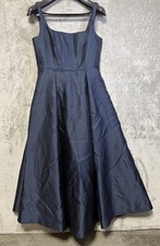 Adrianna Papell Women's Size 10 Navy Blue Corset Fit Flare Midi Dress Sleeveless