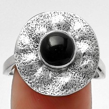 Natural Black Onyx - Brazil 925 Sterling Silver Ring s.9.5 Jewelry R-1531