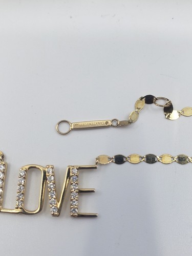 LANA JEWELRY 14K YELLOW GOLD LOVE Diamond Nameplate Necklace 15" TO 17" - Picture 3 of 8