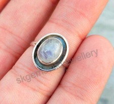 Rainbow Moonstone Ring 925 Sterling Silver Women Ring Gift For Her All Size