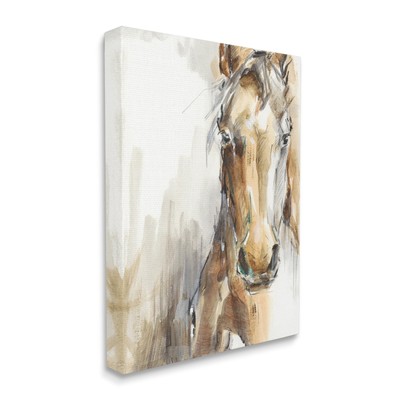 Stupell Industries Horse Portrait Orange Brown Animal Watercolor Painting Can...
