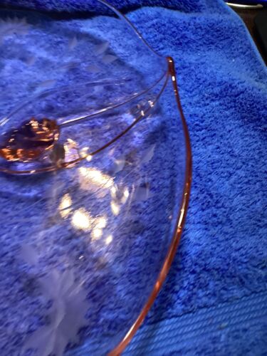 Vintage rosa Depression Glas, Fuß, florale Designs, 13 cm breit, Teller - Bild 8 von 11