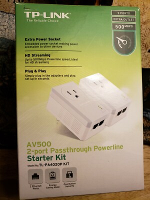 tp-link av500 500 MBS 2 port pass through powerline starter kit