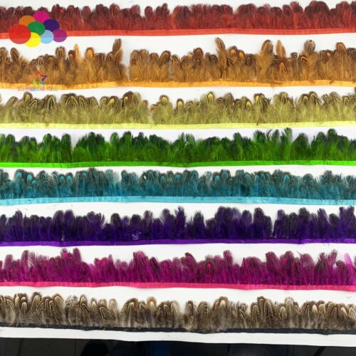 11 Color 10 Meter Natural Dyed Pheasant Feather Trim 2inch in DIY Decoration - Picture 2 of 23