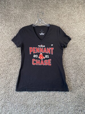 Boston Red Sox Shirt Womens Small Black Red MLB Baseball V