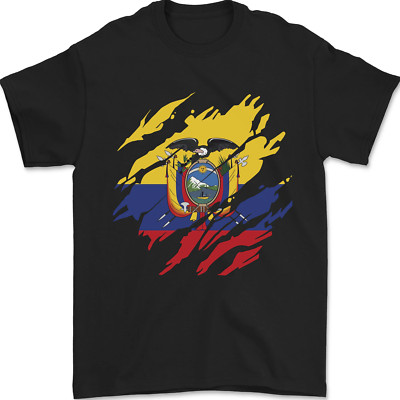 Torn Ecuador Flag Ecuadorian Day Football Herren Maglietta 100% Baumwolle