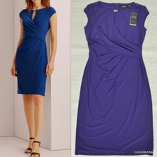 NWT Lauren Ralph Lauren Wrap-Style logo Plate Key-Hole Jersey Dress Size 2