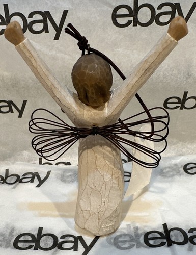 Angelo del coraggio albero di salice, statuetta scolpita in resina dipinta a mano - nuova con etichetta - Foto 3 di 6