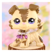 LPS Pet Shop Collie Dog 2210 Figures with Necklace Kids GIft Girl Love Cute