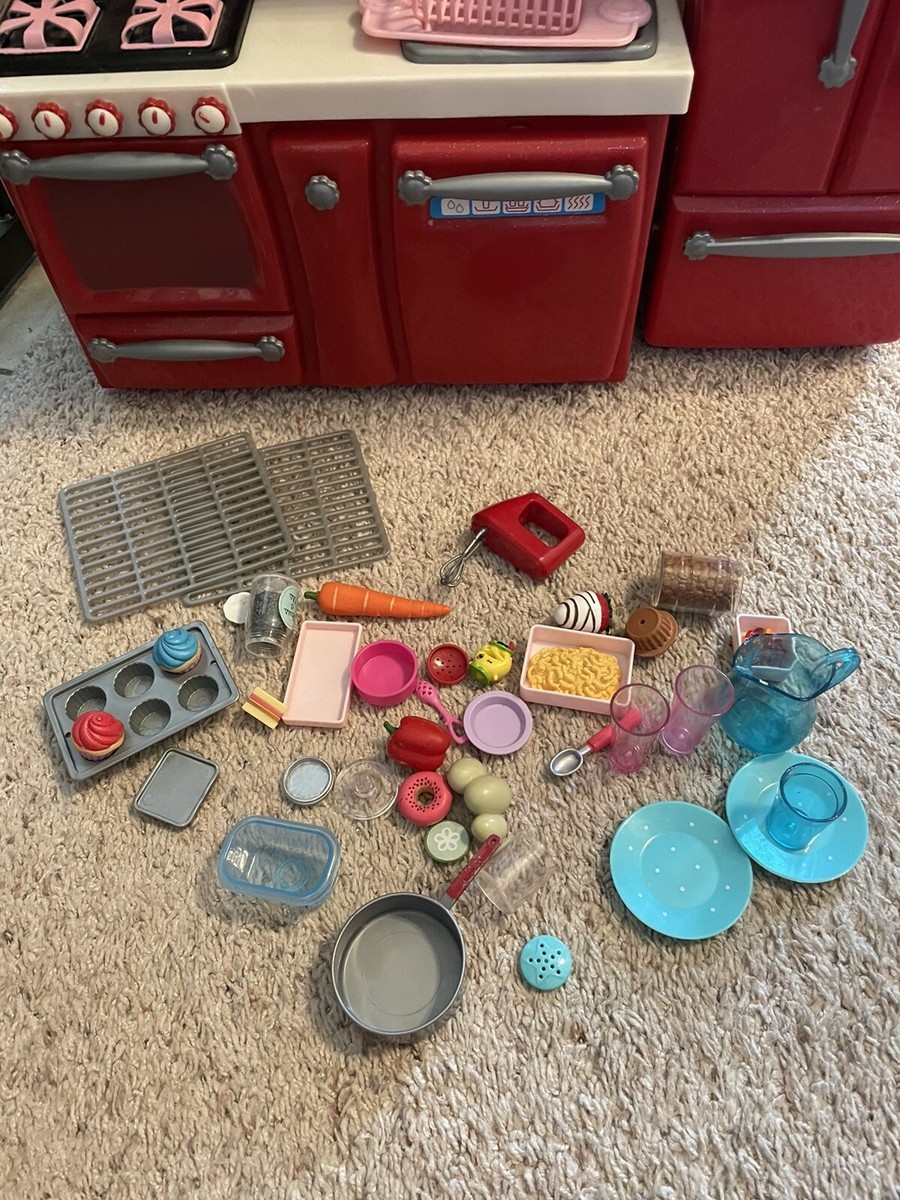 red kitchen set for 18 inch doll such as American girl,my