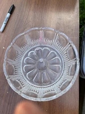 Crystal Candy Dish with thumbprint ans Daisy Design