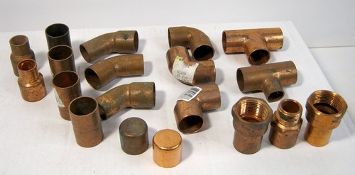 Mixed Lot of 3/4" Copper Sweat Plumbing Fittings 19 Pieces