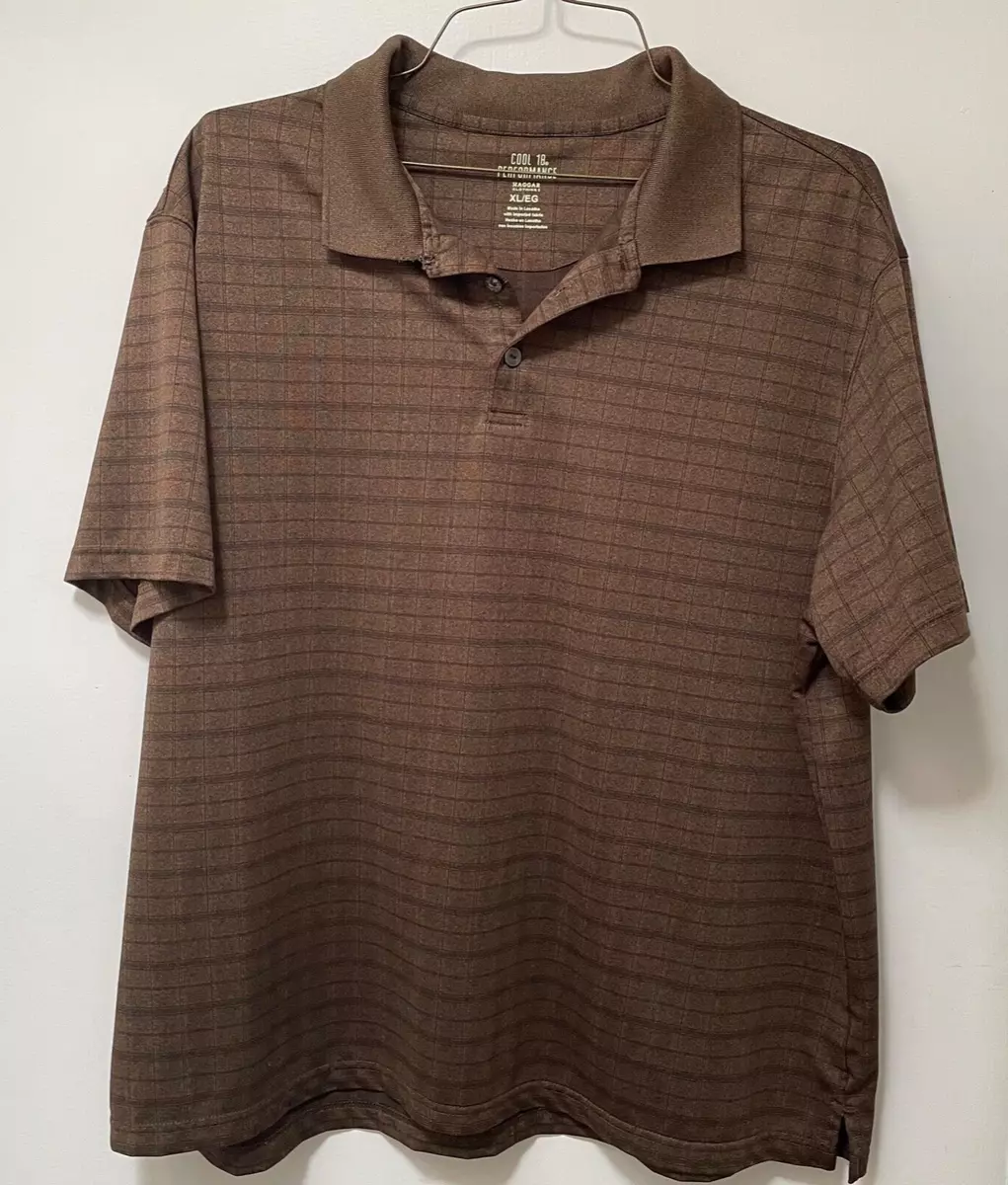 Haggar Mens Cool 18 Performance Polo Shirt Brown Short Sleeve Wear Collar XL