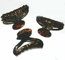 Hair Claw Clasp Girls Tortoiseshell Spot Brown Open Cut Jaw Clip Made in France