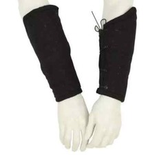 Medieval Padded Cloth Bracers Black - 100 Cotton for Arm Protection Overall 9"