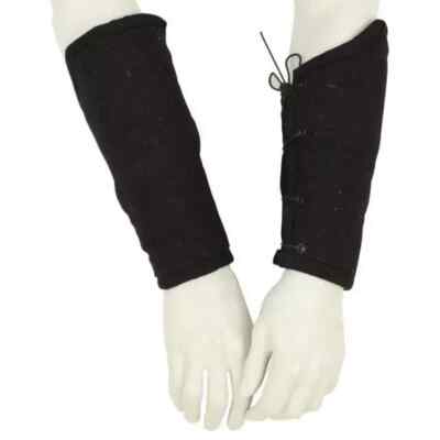 Medieval Padded Cloth Bracers Black - 100% Cotton for Arm Protection Overall 9''