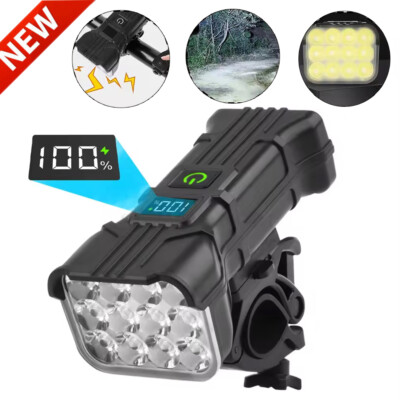 1800mAh Waterproof Bicycle Bike Lights Super Bright Front Rear Rechargeable Set