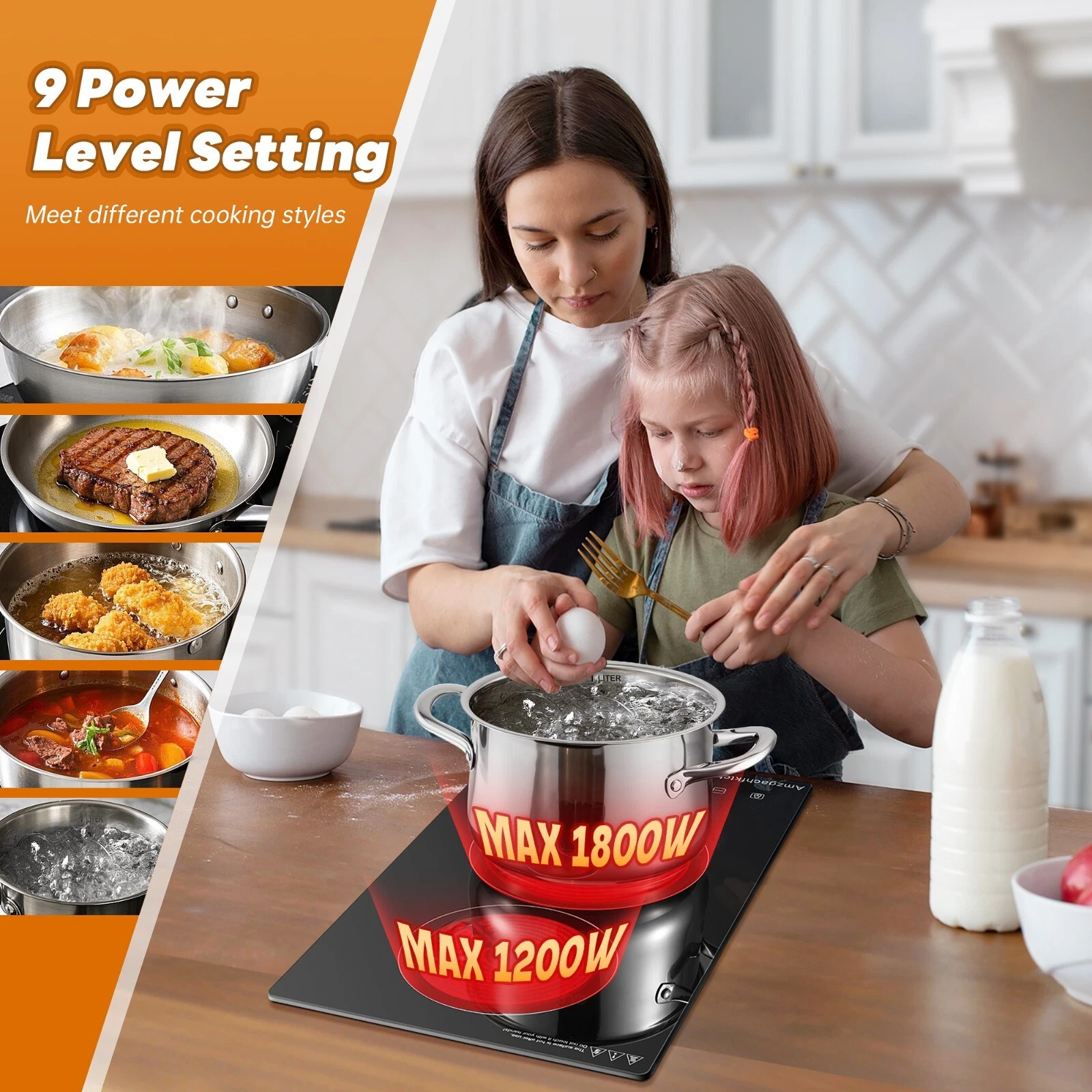 Amzgachfktch 12" Built-in Electric Cooktop 2 Burner Electric Ceramic Stove Touch