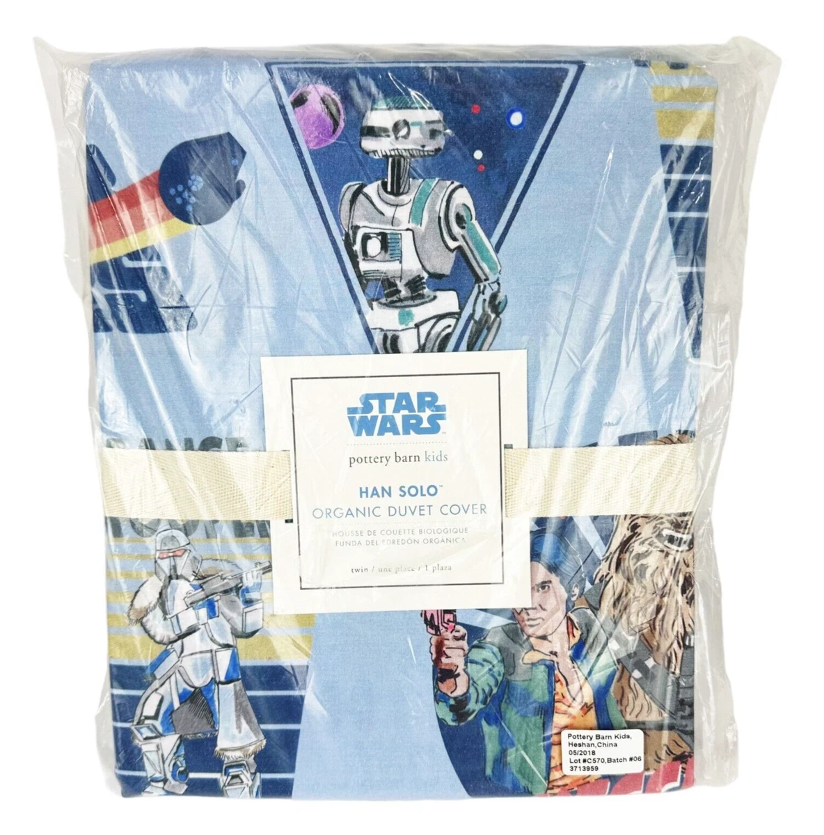 Housse De Couette Star Wars Pottery Barn – Percale Coton Blanc, Queen, NEUF
