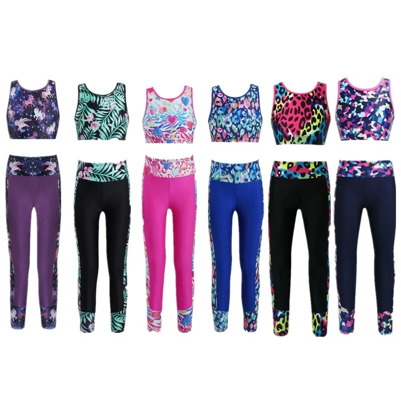 2pcs Kid Girl Floral Print High Low Long-sleeve Tee and Polka dots Leggings Set