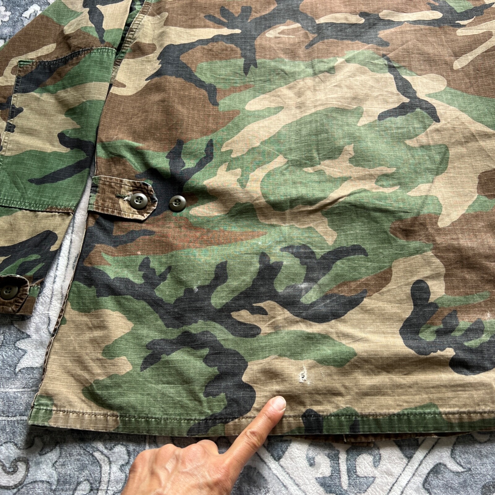 VTG US Army Jungle Jacket Men Medium Woodlnd Camo Combat Hot Weather Shacket 80s