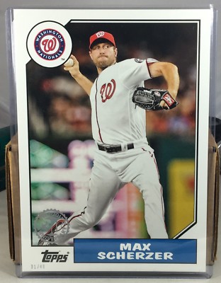 2017 TOPPS 1987 30th ANNIVERSARY 5X7 #44 MAX SCHERZER NATIONALS 31/49 JERSEY #