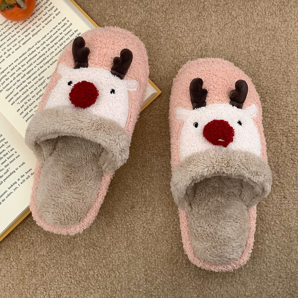 APL Pantofole peluche alce natalizio simpatiche pantofole animali comode per autunno inverno