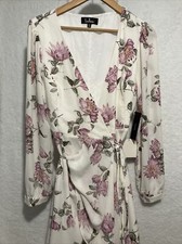 Lulus Let It Be Floral Print Wrap Maxi Dress Size Medium Wedding Coastal White